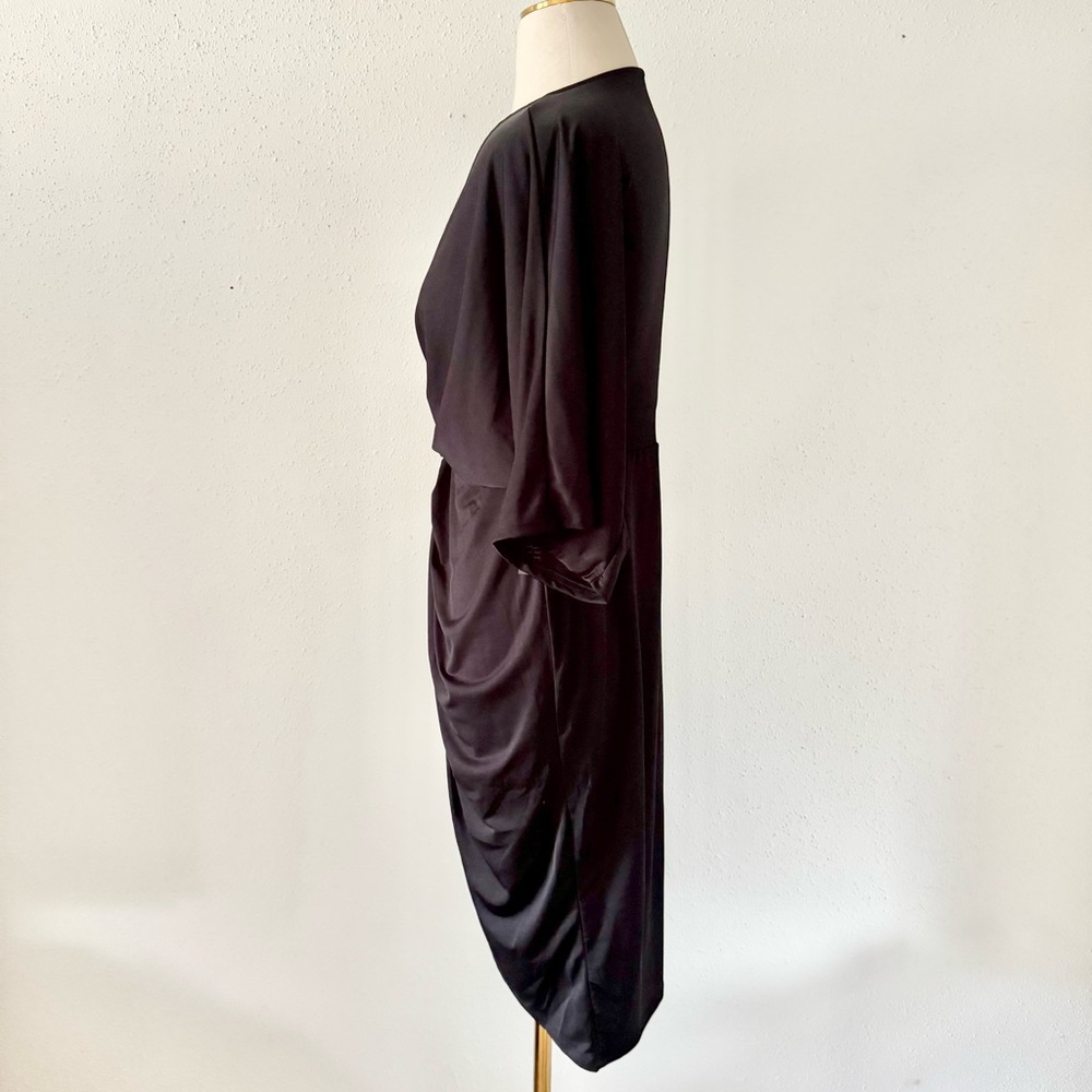 New NY&Co Front Twist Dolman Sleeve Knee Length Dress Black Women's Size Medium - Picture 6 of 8